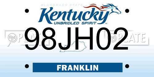 98JH02 Kentucky License Plate