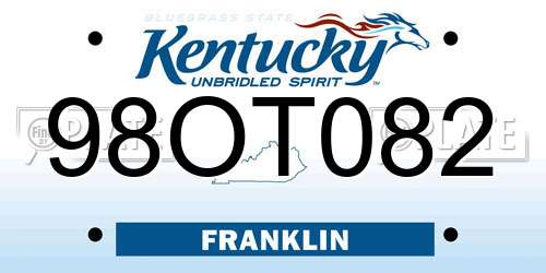 98OT082 Kentucky License Plate