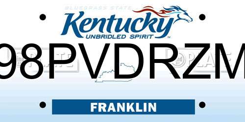 98PVDRZM Kentucky License Plate