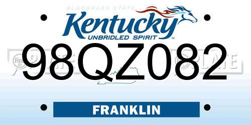 98QZ082 Kentucky License Plate