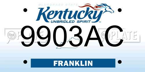 9903AC Kentucky License Plate