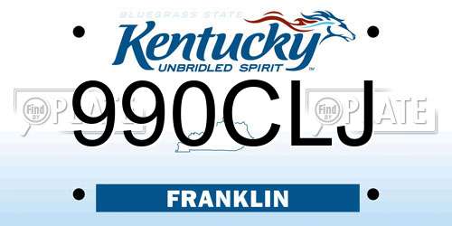 990CLJ Kentucky License Plate