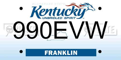 990EVW Kentucky License Plate