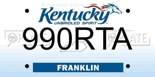 990RTA Kentucky License Plate