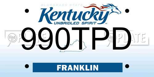 990TPD Kentucky License Plate