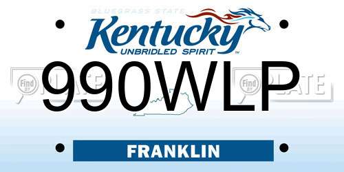 990WLP Kentucky License Plate