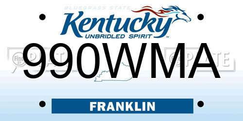 990WMA Kentucky License Plate