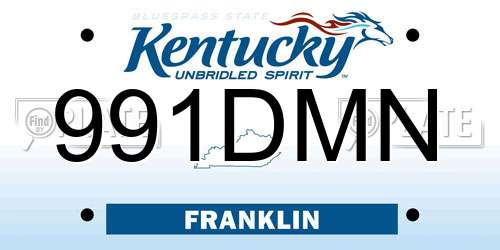 991DMN Kentucky License Plate