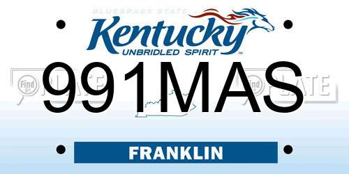 991MAS Kentucky License Plate