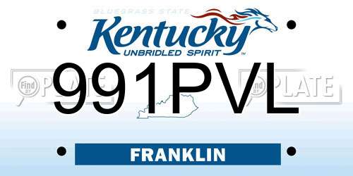 991PVL Kentucky License Plate