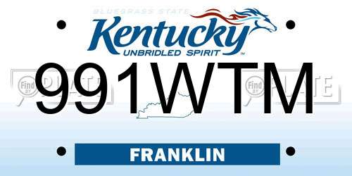 991WTM Kentucky License Plate