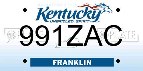 991ZAC Kentucky License Plate