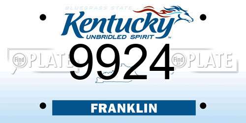 9924 Kentucky License Plate