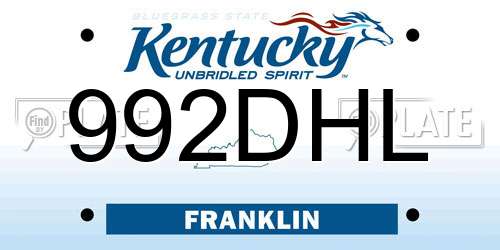 992DHL Kentucky License Plate