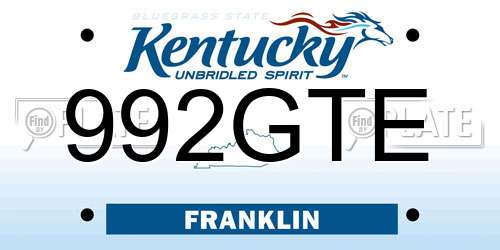 992GTE Kentucky License Plate
