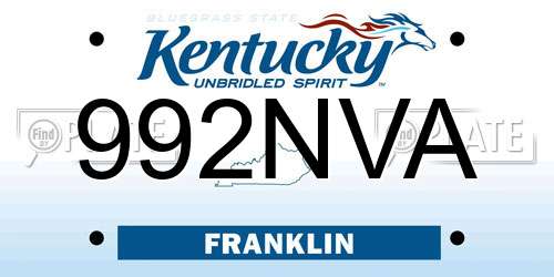 992NVA Kentucky License Plate