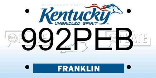 992PEB Kentucky License Plate