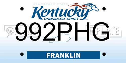 992PHG Kentucky License Plate