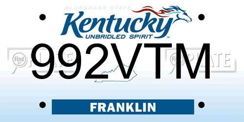 992VTM Kentucky License Plate