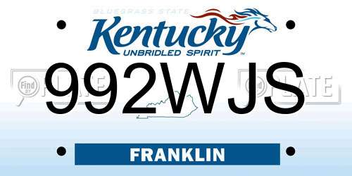 992WJS Kentucky License Plate