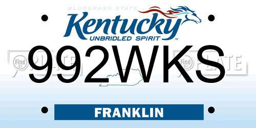 992WKS Kentucky License Plate