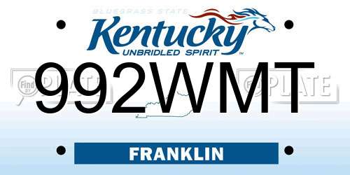 992WMT Kentucky License Plate