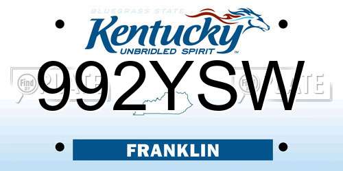 992YSW Kentucky License Plate