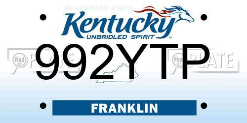 992YTP Kentucky License Plate