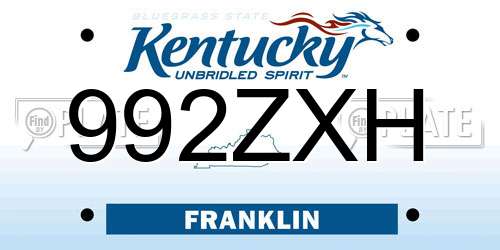 992ZXH Kentucky License Plate