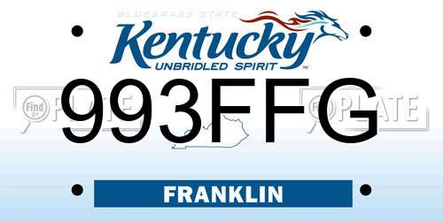 993FFG Kentucky License Plate