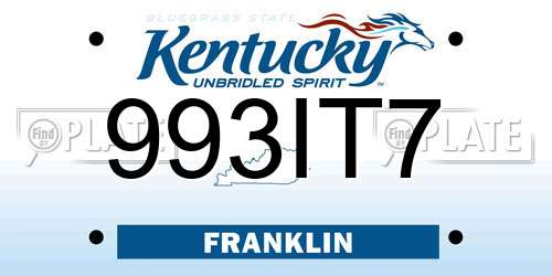 993IT7 Kentucky License Plate