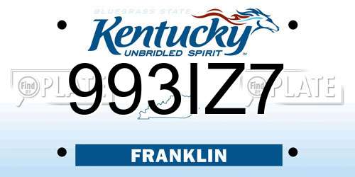 993IZ7 Kentucky License Plate
