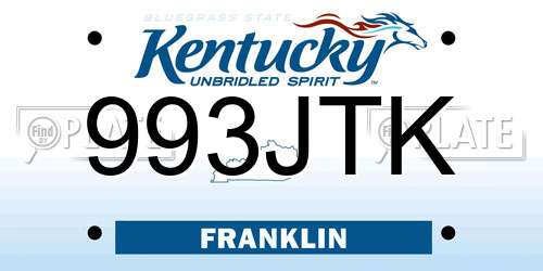 993JTK Kentucky License Plate