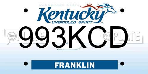 993KCD Kentucky License Plate