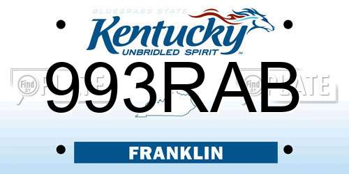 993RAB Kentucky License Plate