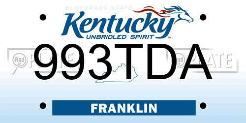 993TDA Kentucky License Plate