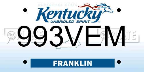 993VEM Kentucky License Plate