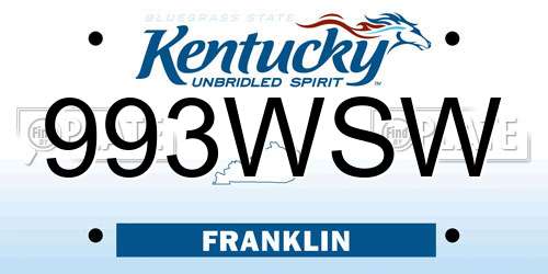 993WSW Kentucky License Plate