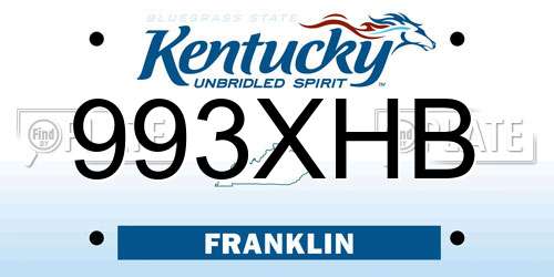 993XHB Kentucky License Plate