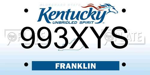 993XYS Kentucky License Plate