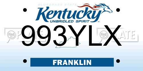 993YLX Kentucky License Plate