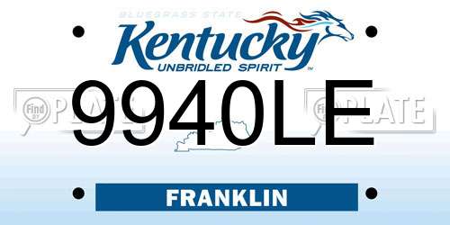 9940LE Kentucky License Plate