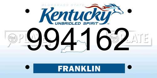994162 Kentucky License Plate