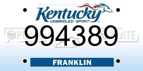 994389 Kentucky License Plate