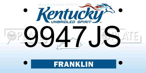 9947JS Kentucky License Plate