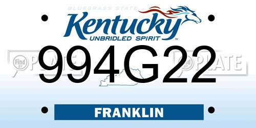 994G22 Kentucky License Plate