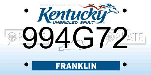 994G72 Kentucky License Plate