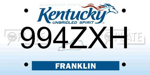 994ZXH Kentucky License Plate