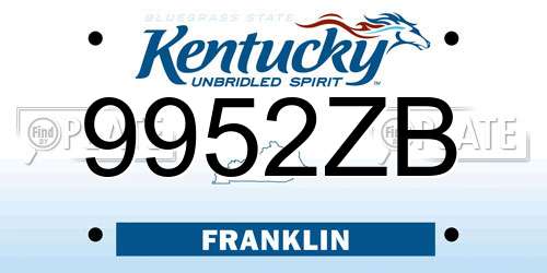 9952ZB Kentucky License Plate