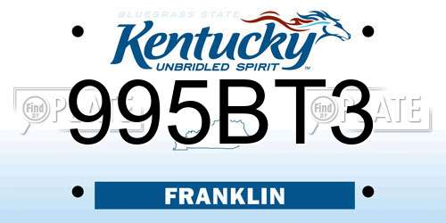 995BT3 Kentucky License Plate